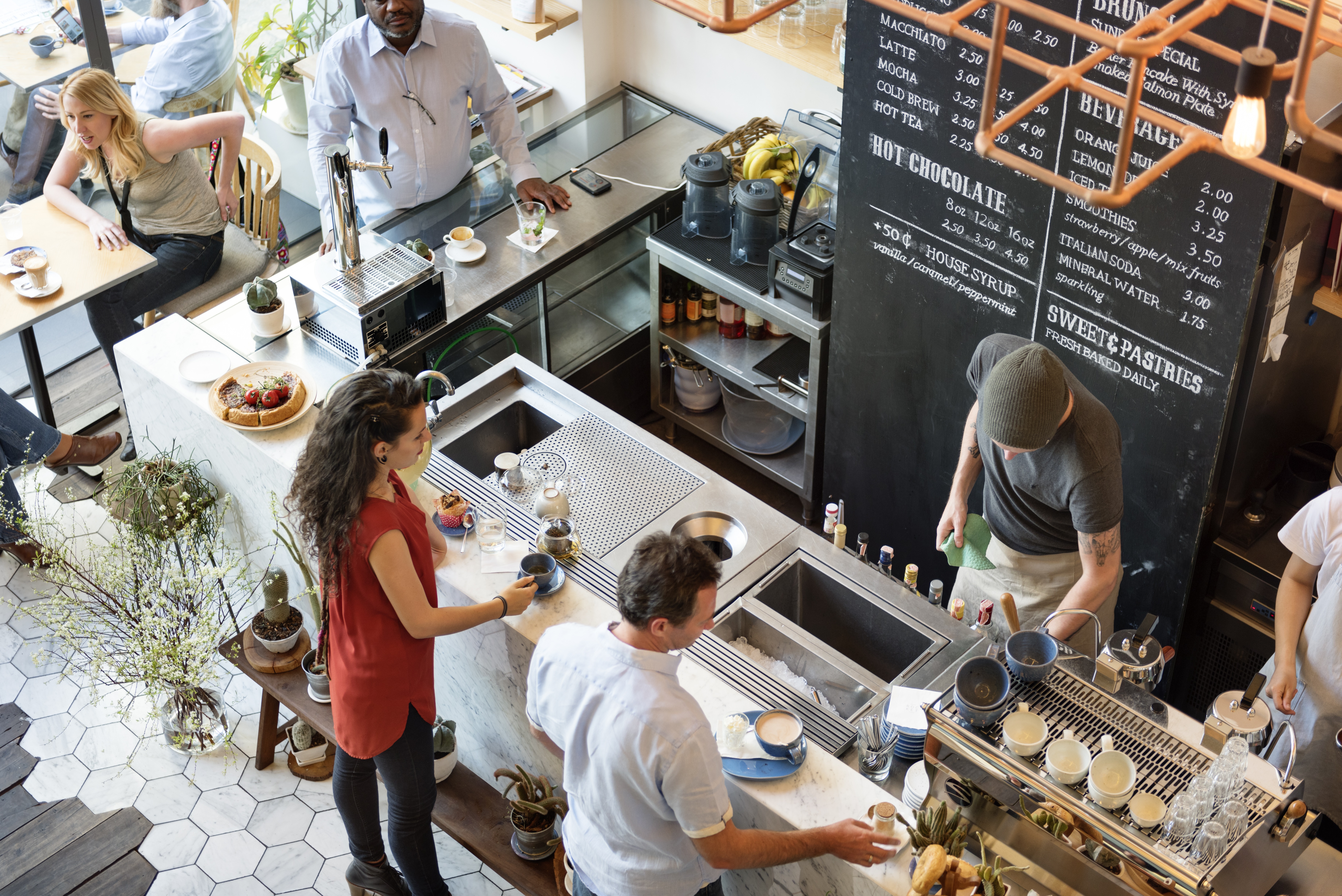 A busy cafe demonstrating a services environment