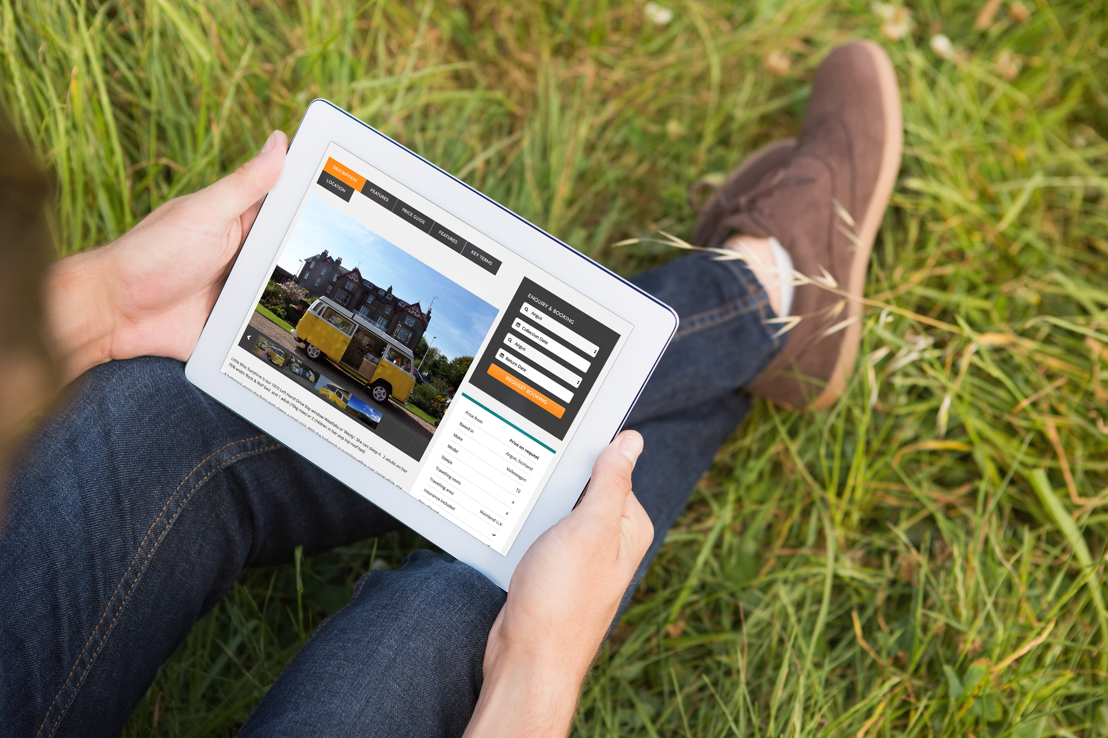 Camper Connect Website Design on Tablet Device