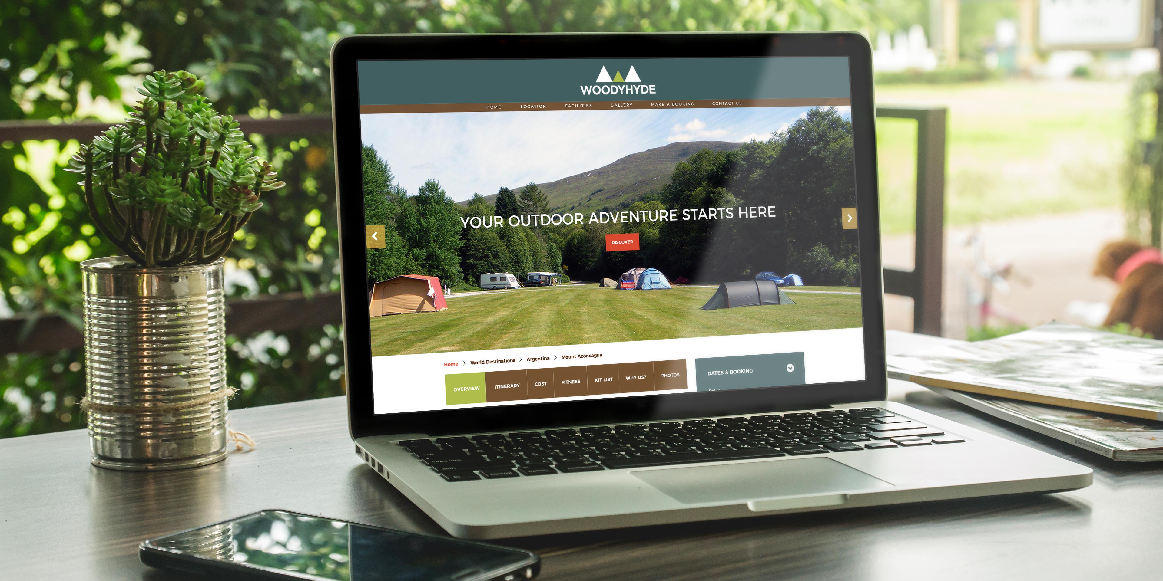 Woodyhyde Campsite Travel Website Design Homepage