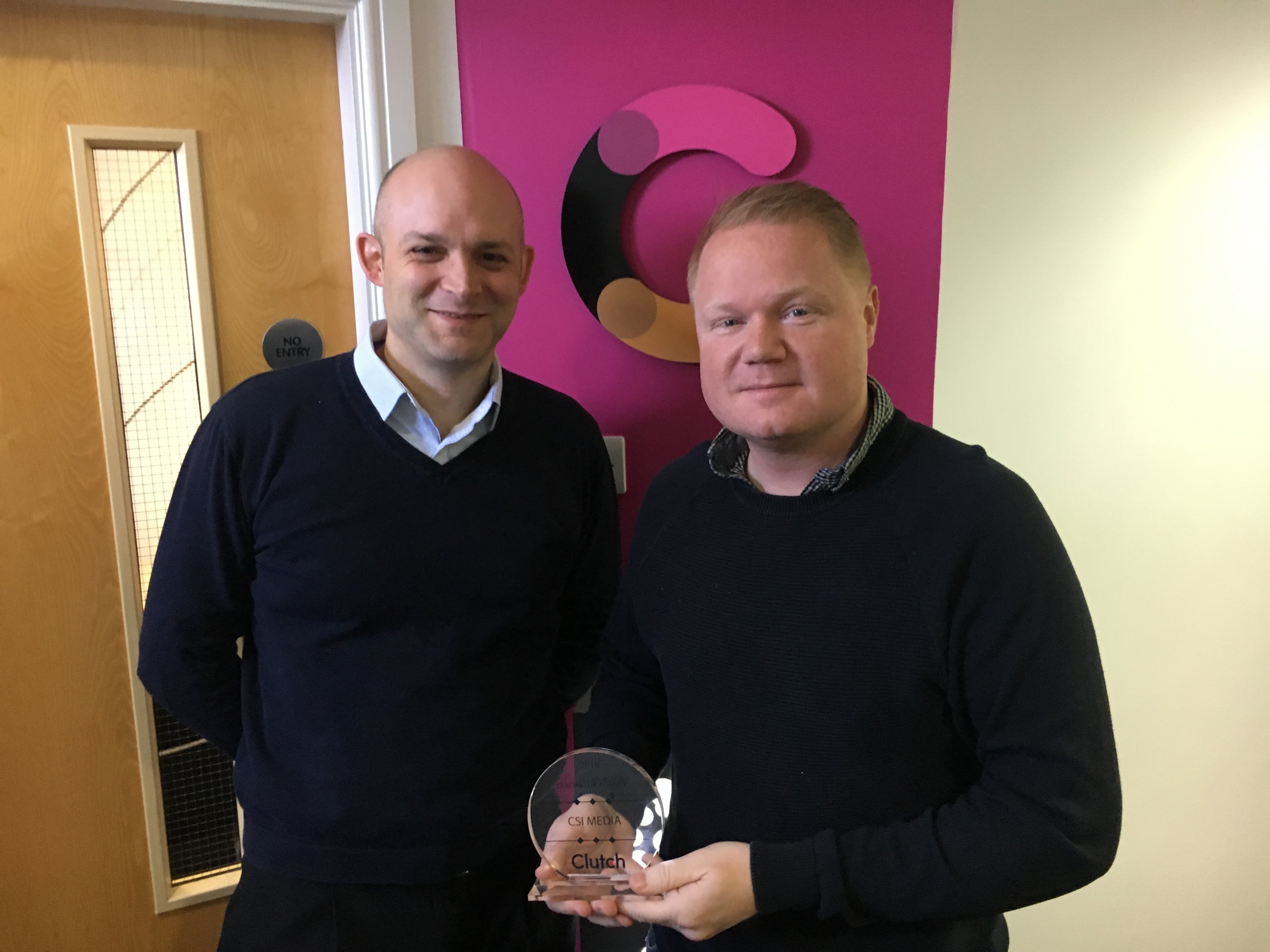 The CSI Media directors receive the award from Clutch for Top UK Web Designer