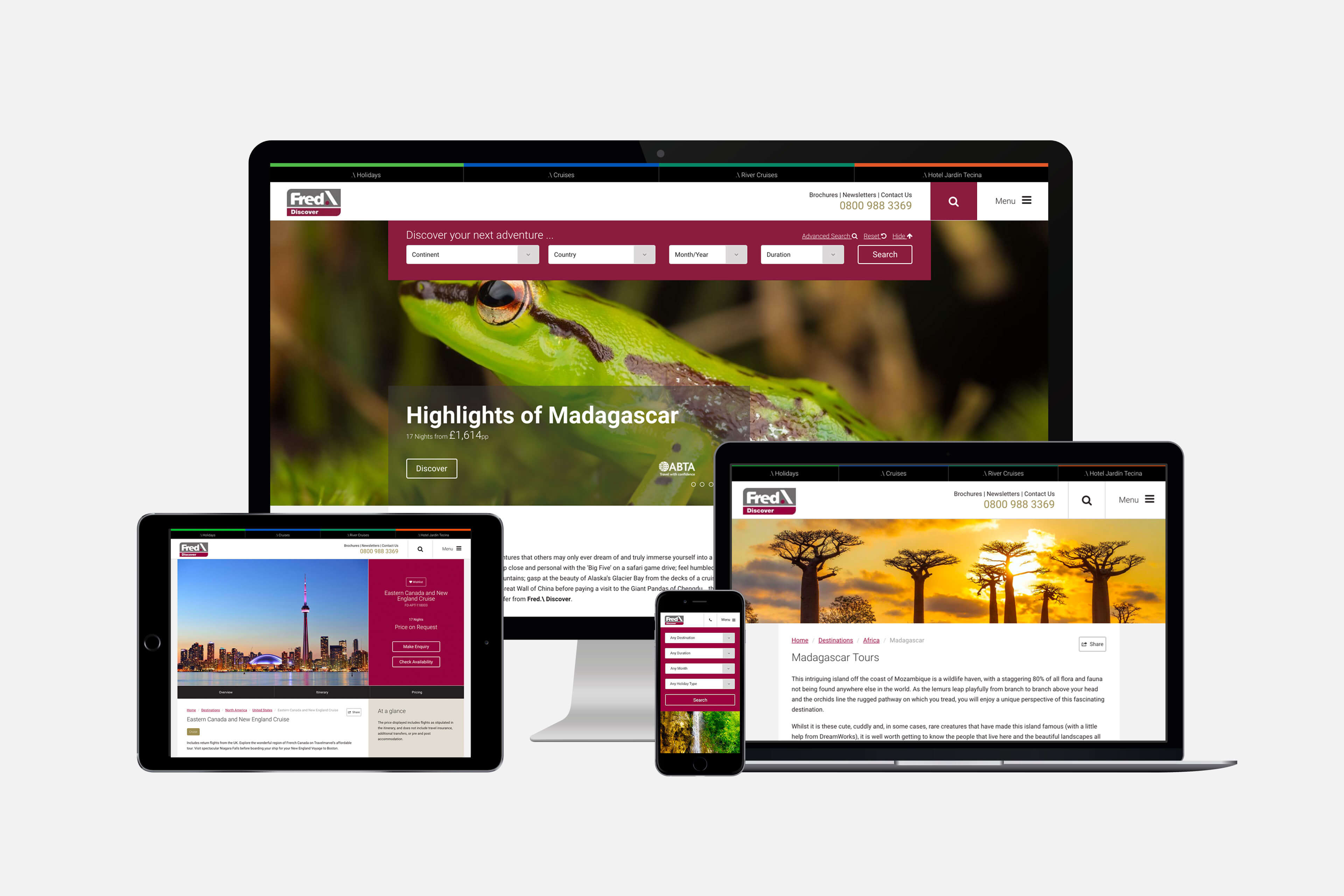 Fred Holidays Responsive Website Design Desktop Phone Tablet