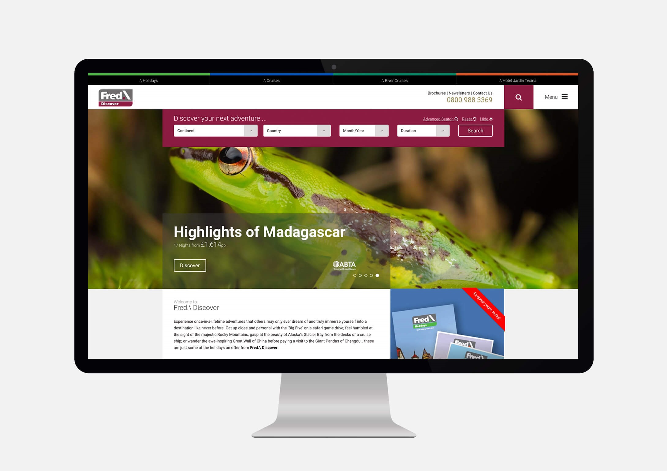 Fred Holidays Website Design Desktop