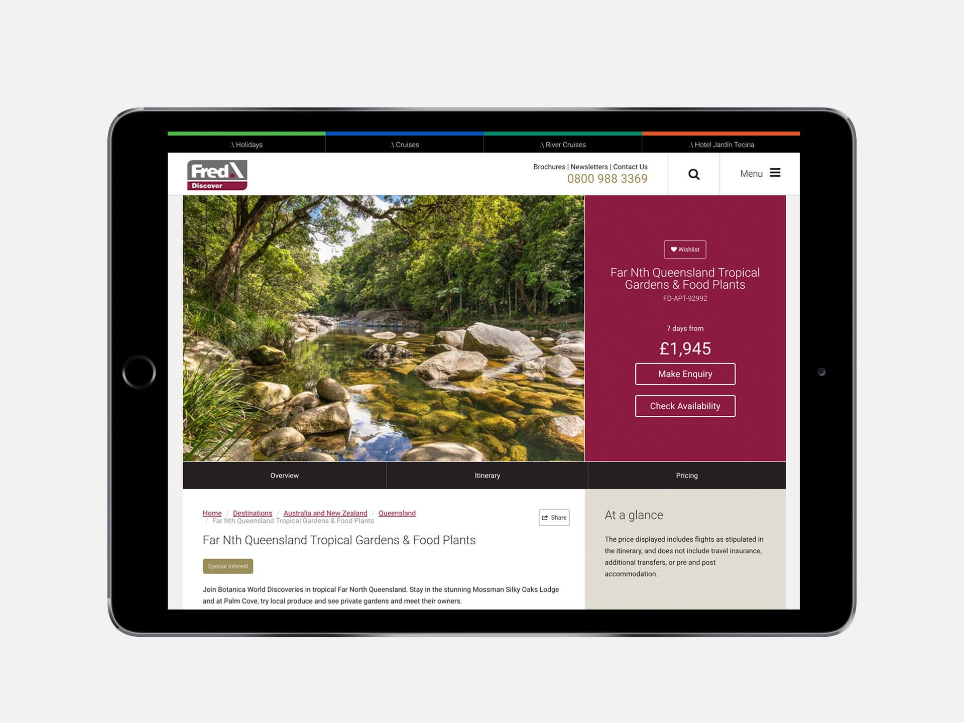 Fred Holidays Responsive Website Design Tablet