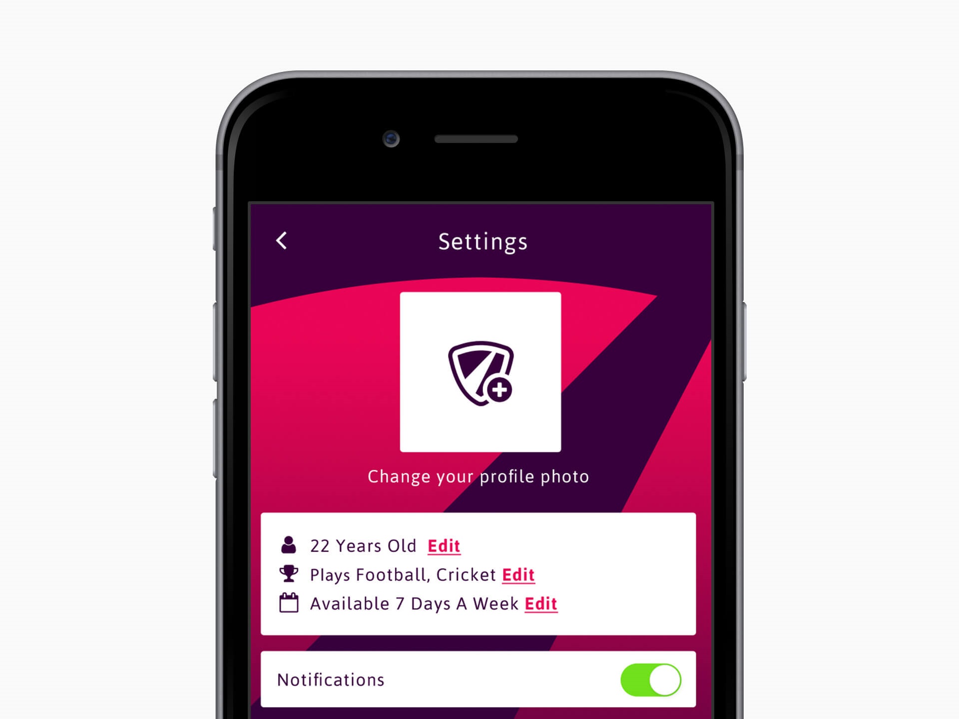 Sociaballs App Profile Page Design 
