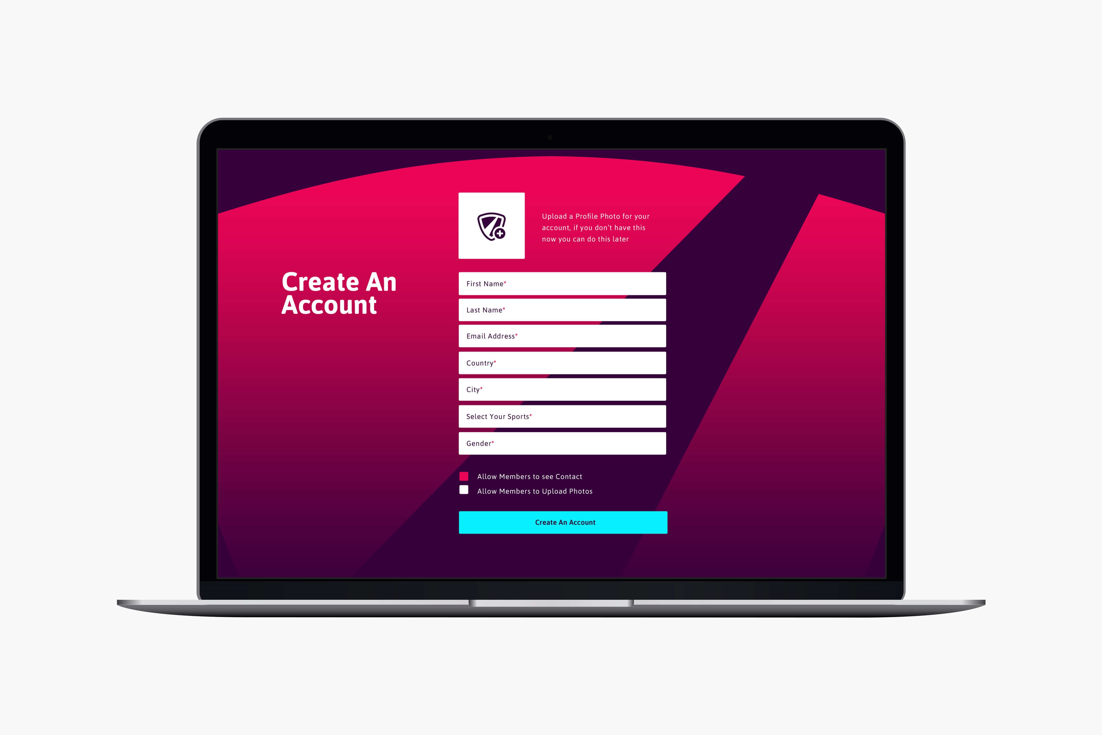 Sociaballs App Design Account Sign-Up Screen