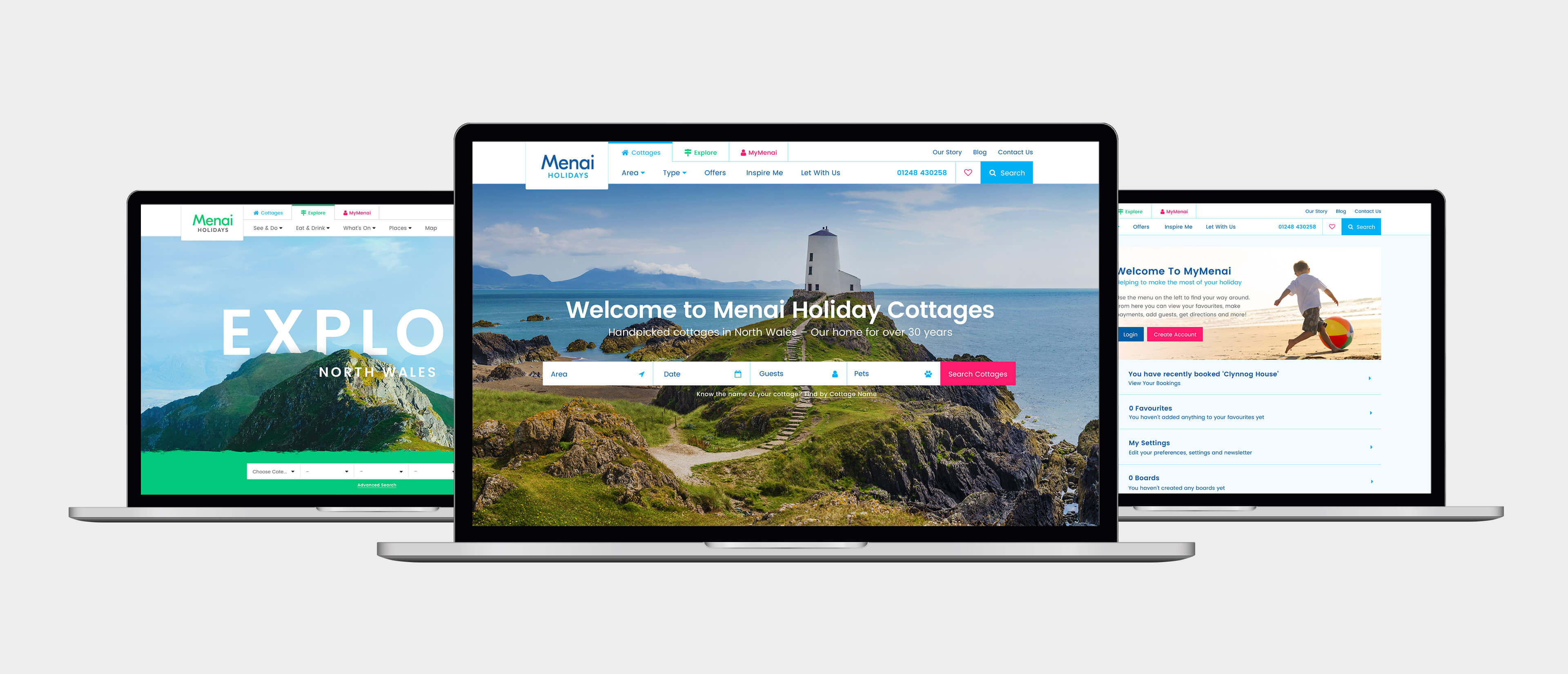 Menai Holidays, Menai Explore & My Menai Website Designs