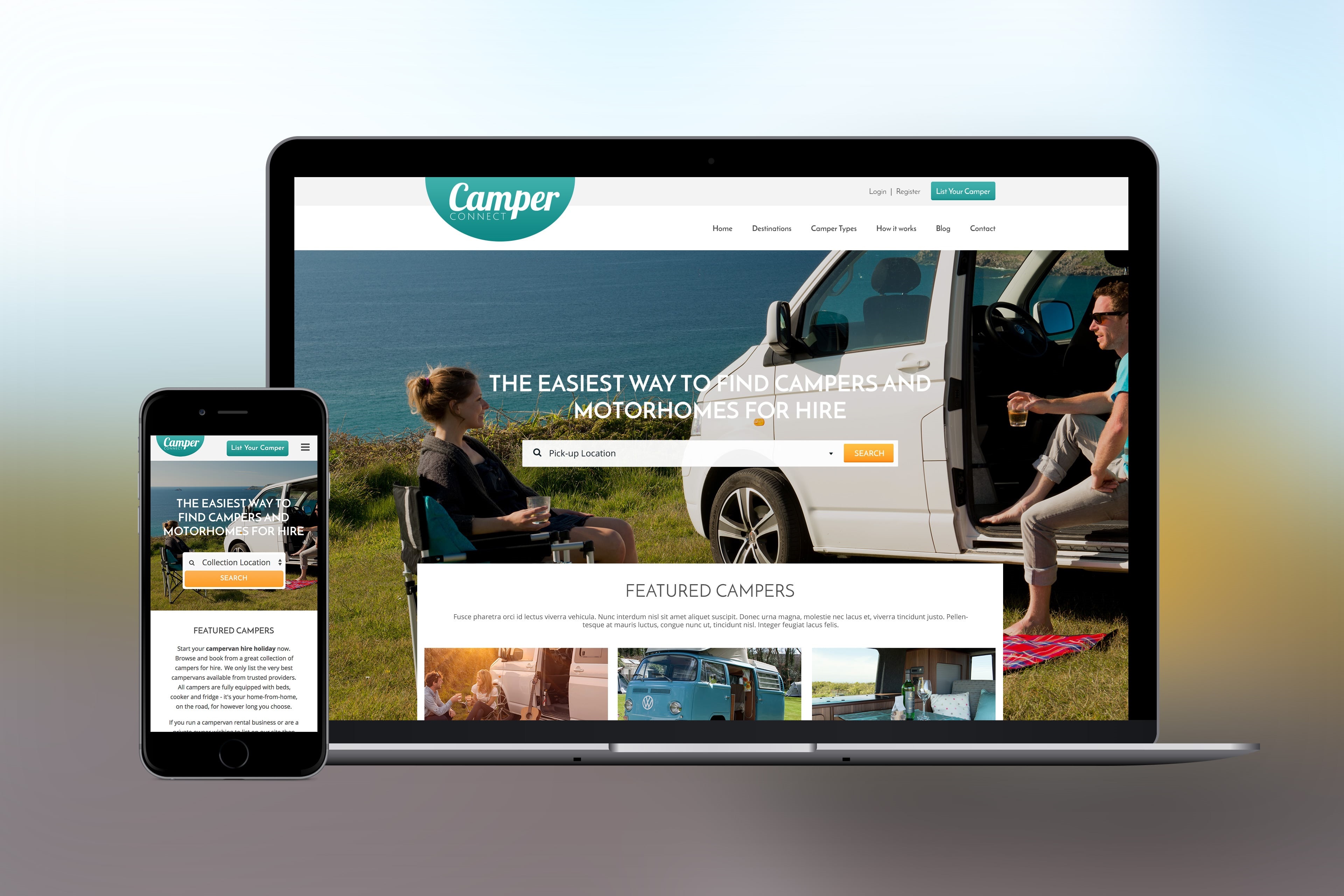 Campsite website design and development for Camper Connect