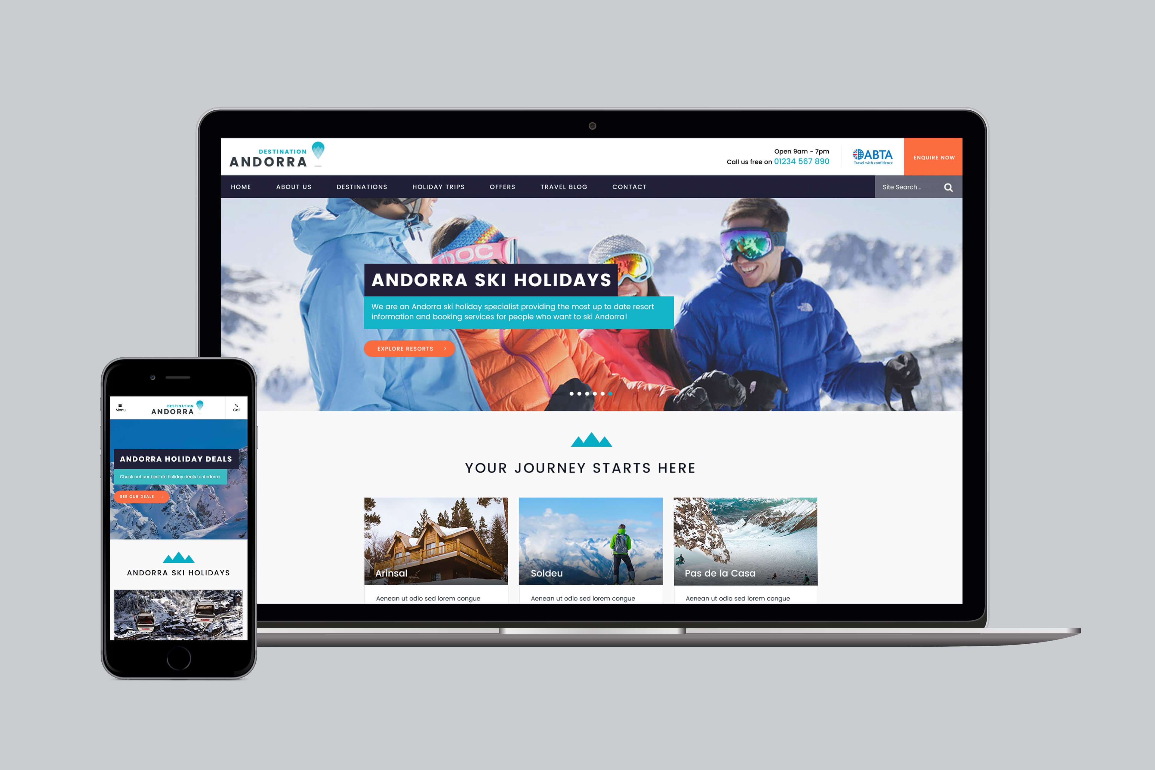 Content managed travel website designed by CSI Media for Destination Andorra
