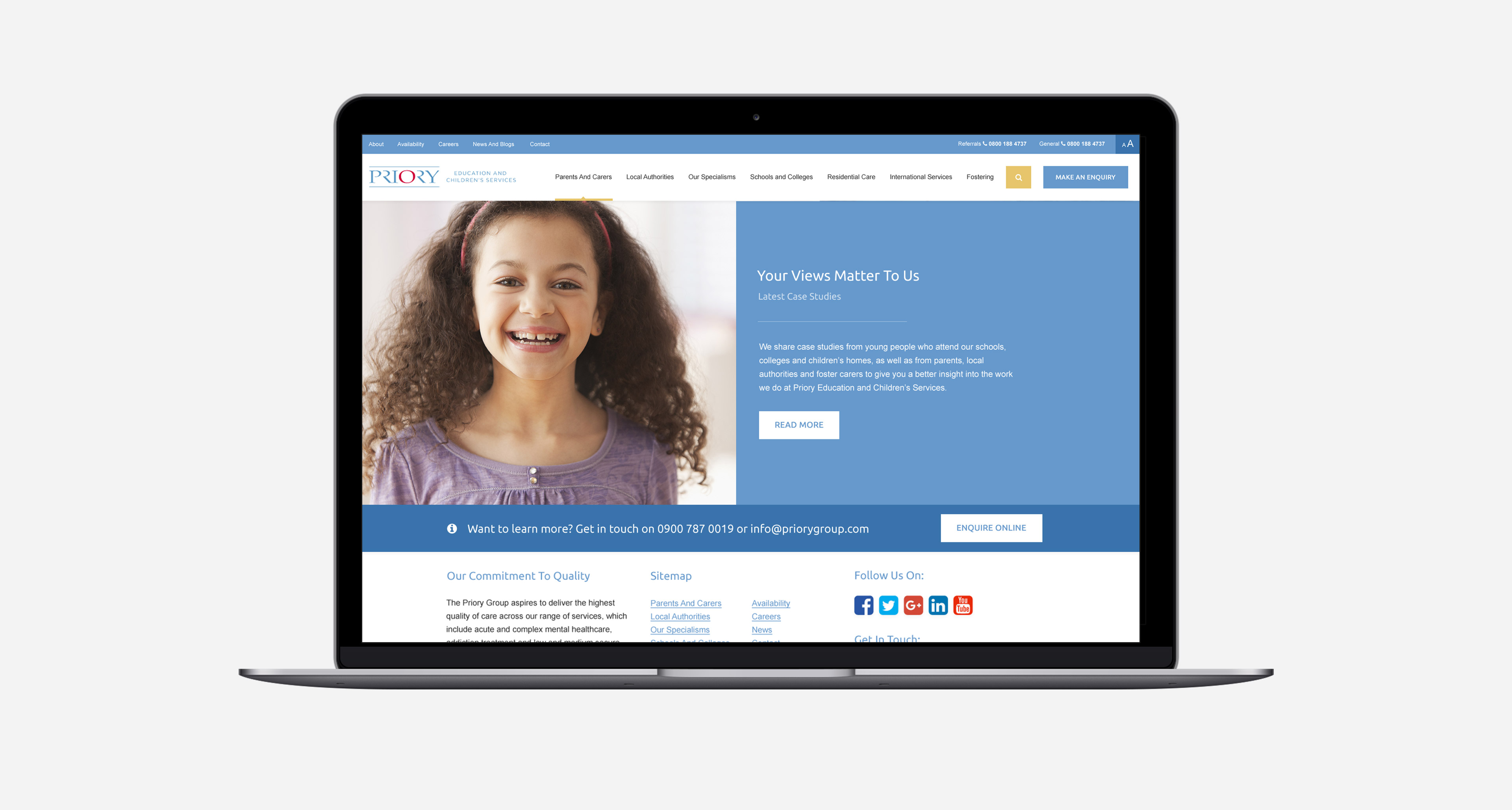 Priory Children's Services Website Design