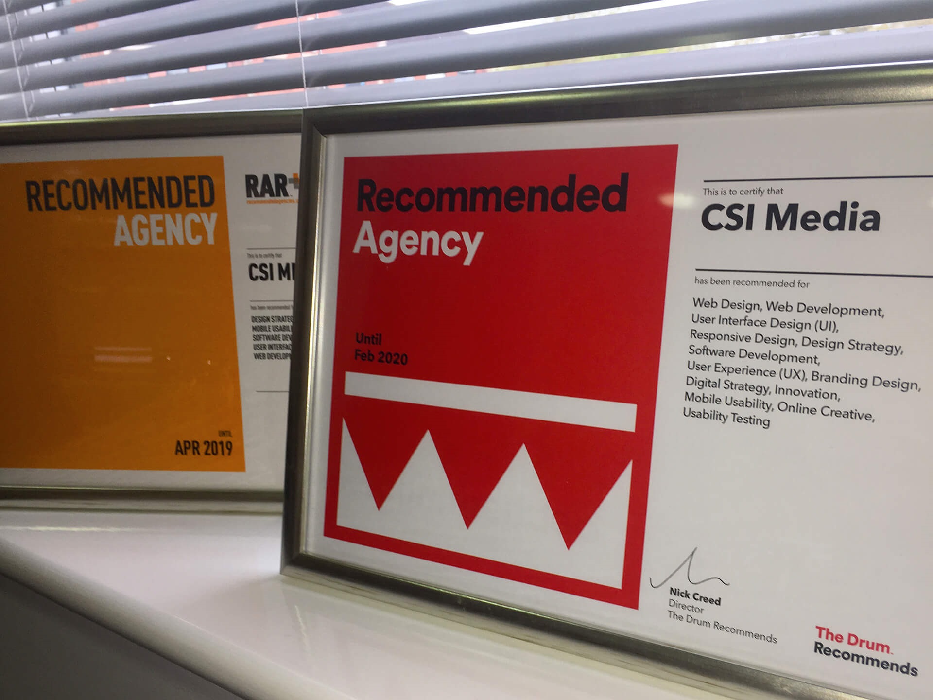 Drum Recommends Until February 2020 Certificate