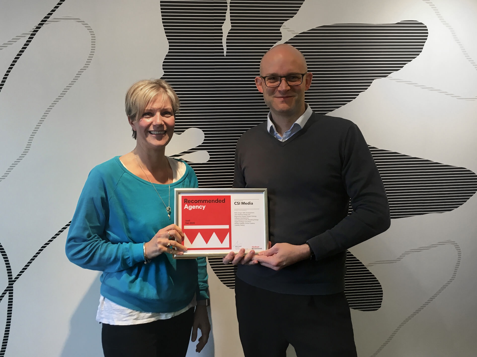 Suzy and John Directors at CSI Media holding Drum Recommends Until 2020 Certificate