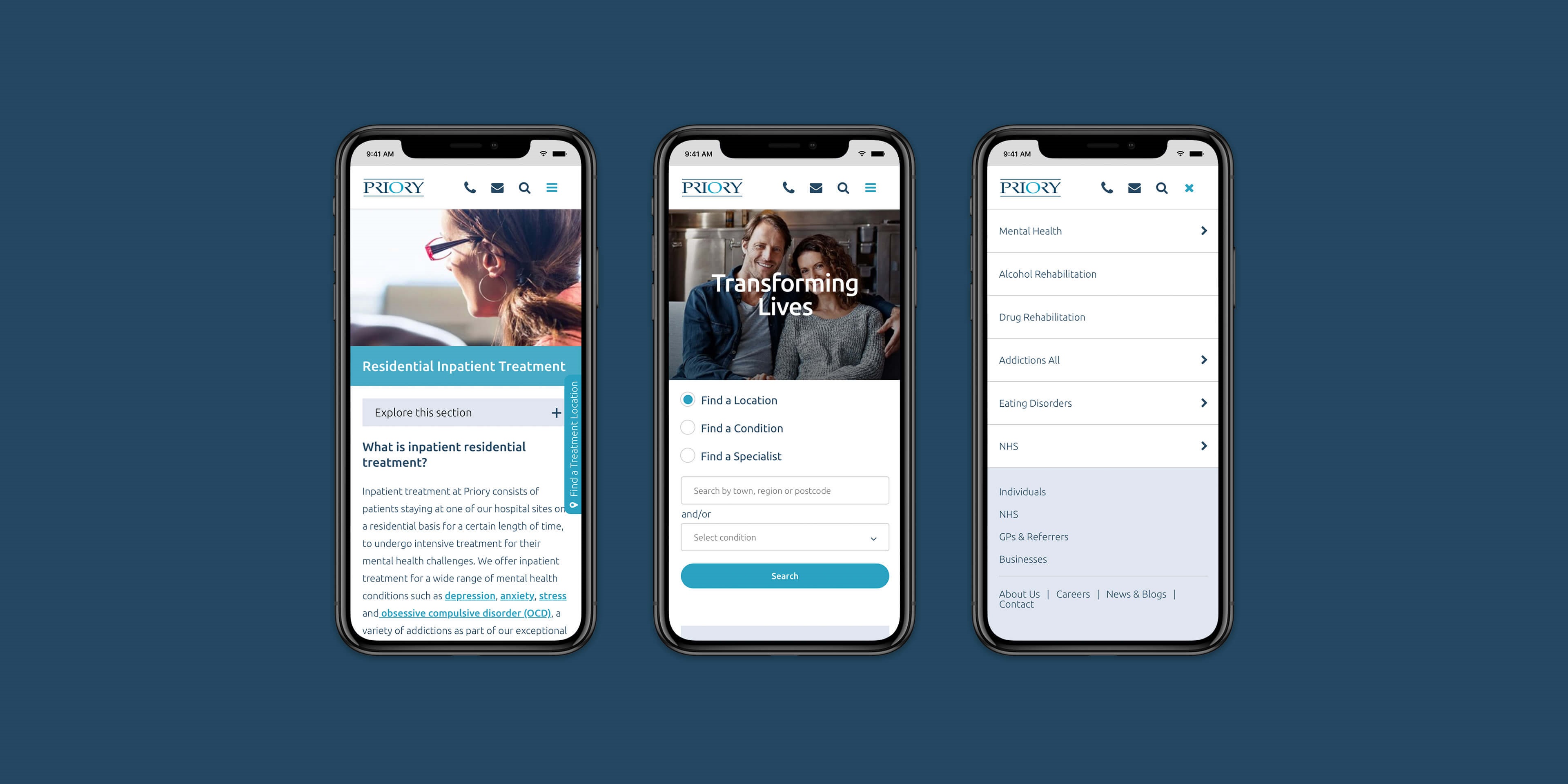 The Priory Group Umbraco Website Design on Mobile Devices