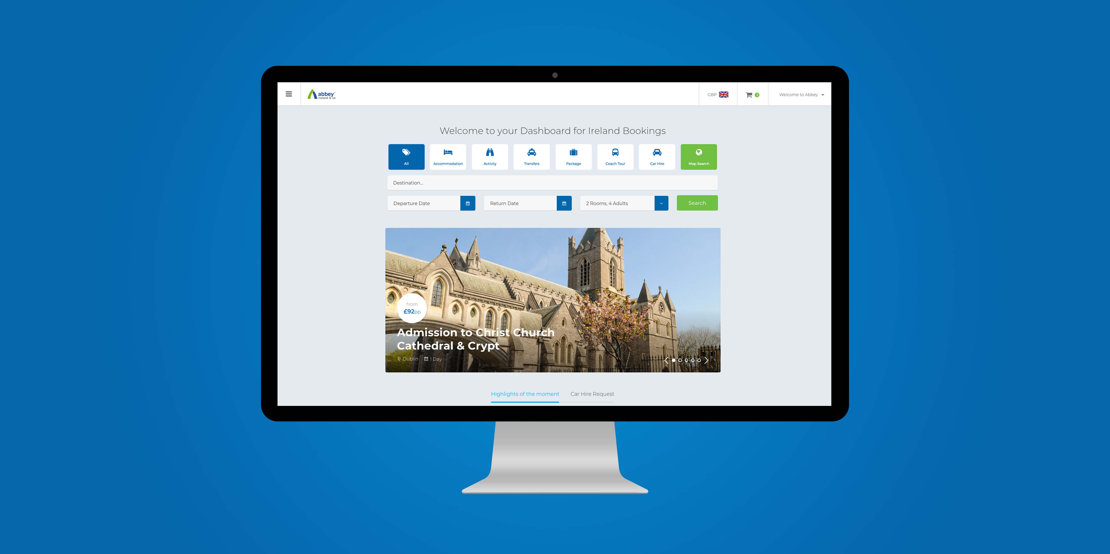 Abbey Ireland & UK Travel Booking System Development