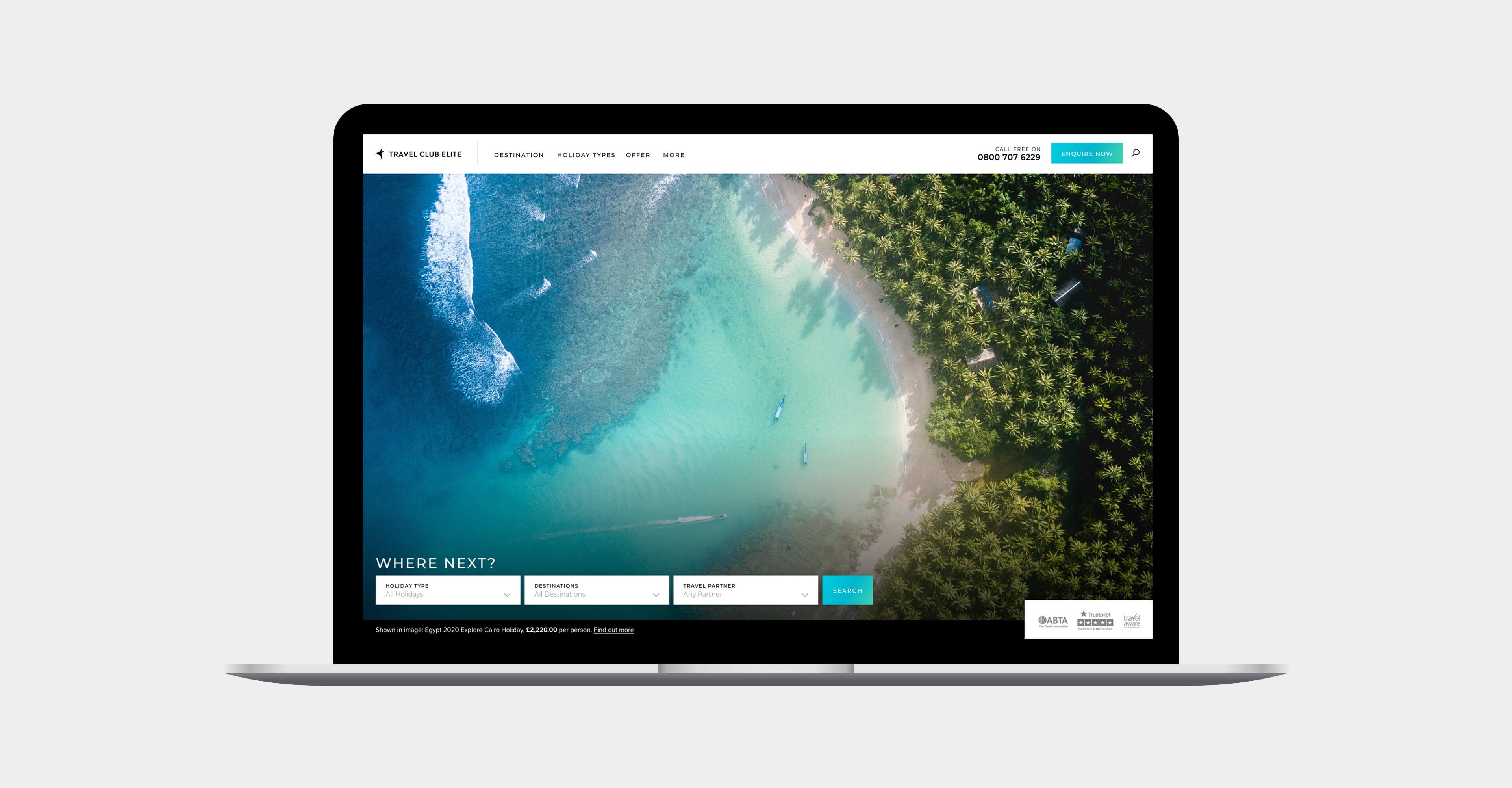 Travel Website Design for Travel Club Elite 
