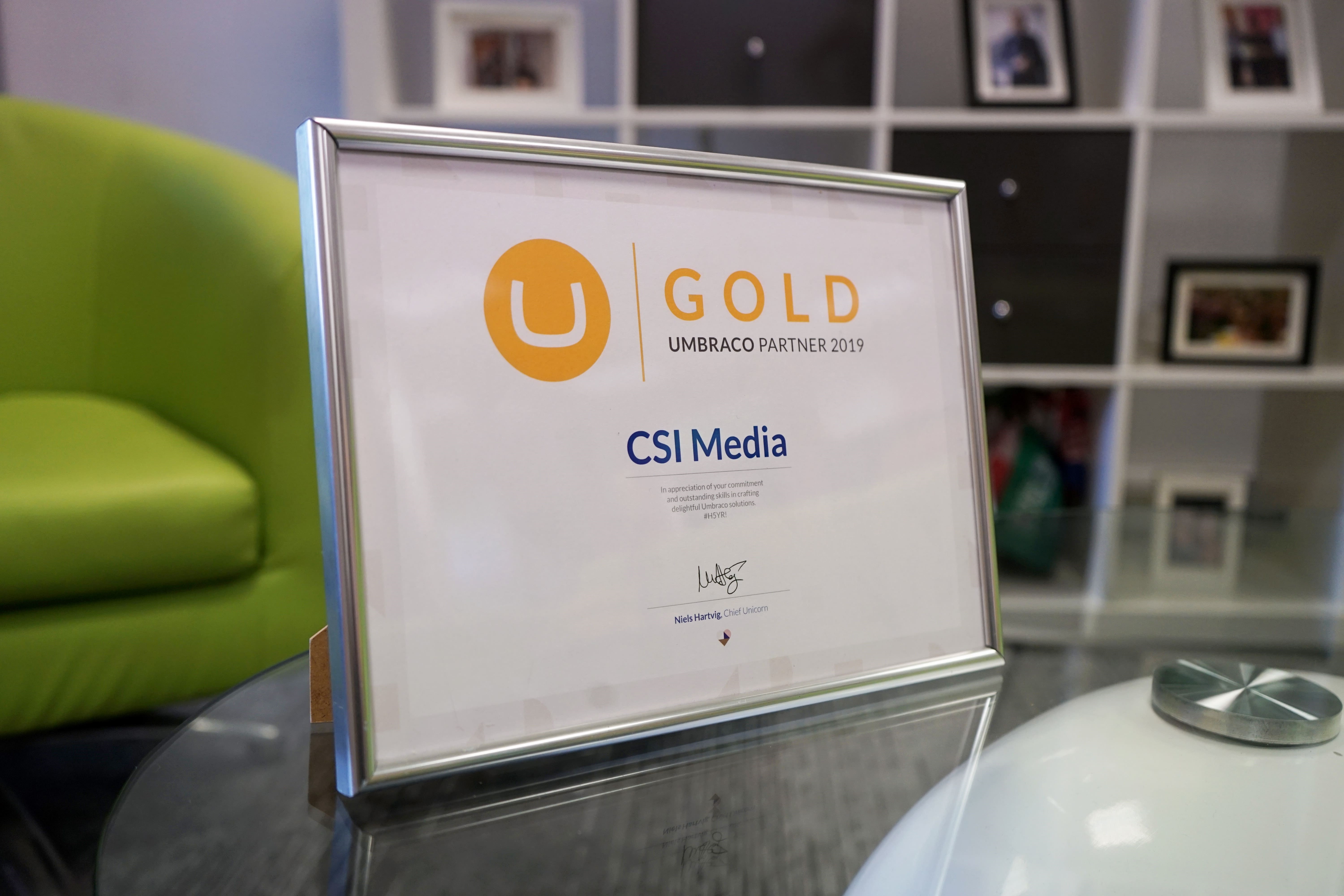 CSI Media Umbraco Gold Partner Certificate