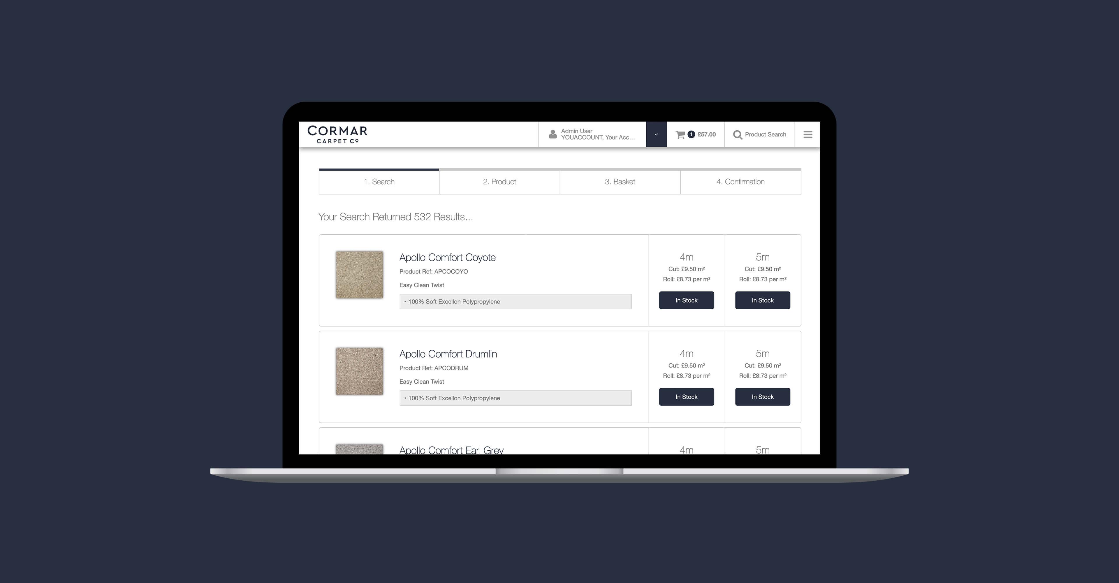 Cormar Carpet Company B2B Web Portal Development Software
