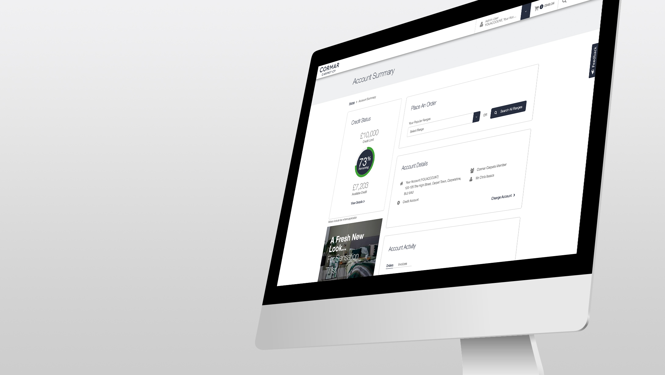 Cormar Carpet Company (B2B) Web Portal