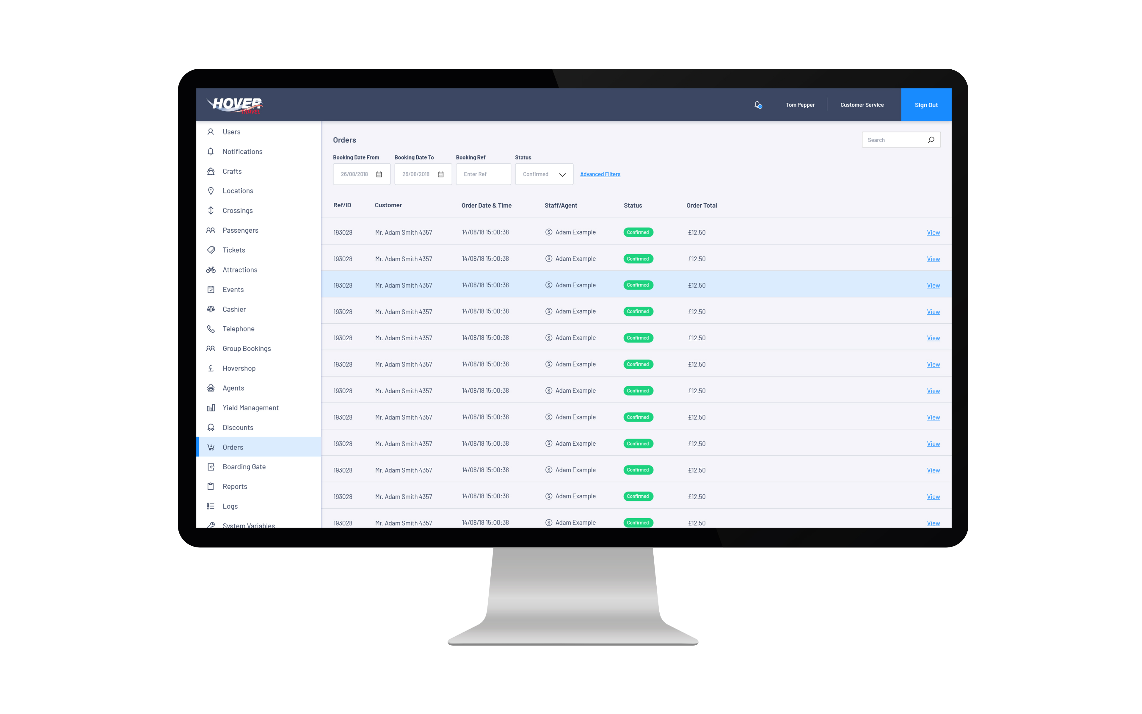 Travel Booking System for Hovertravel