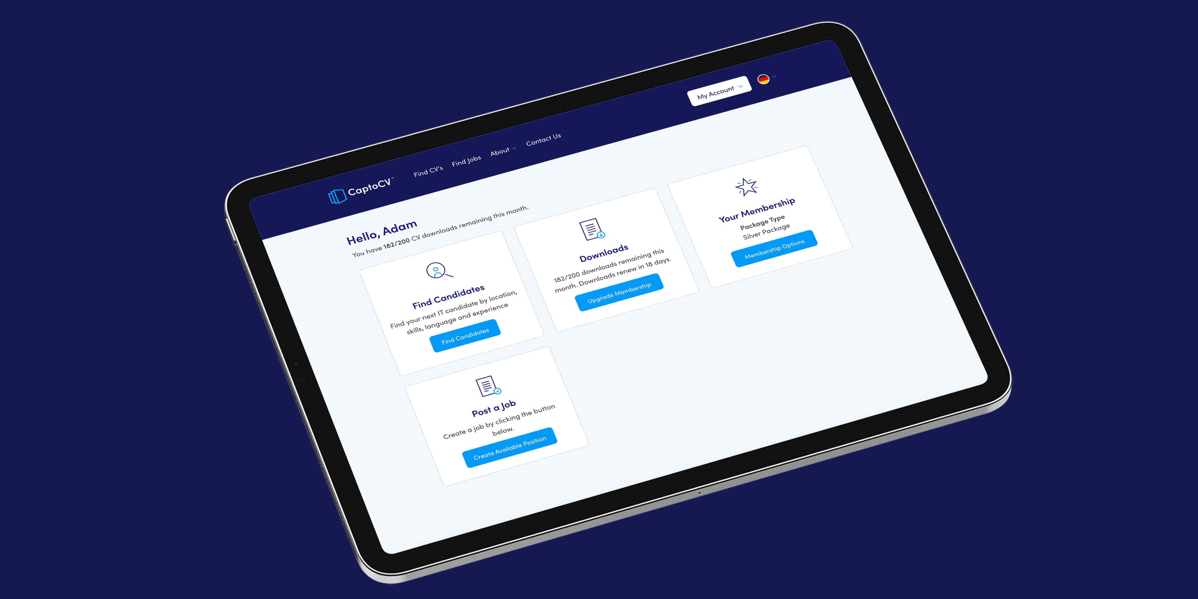 CaptoCV Website Company Dashboard
