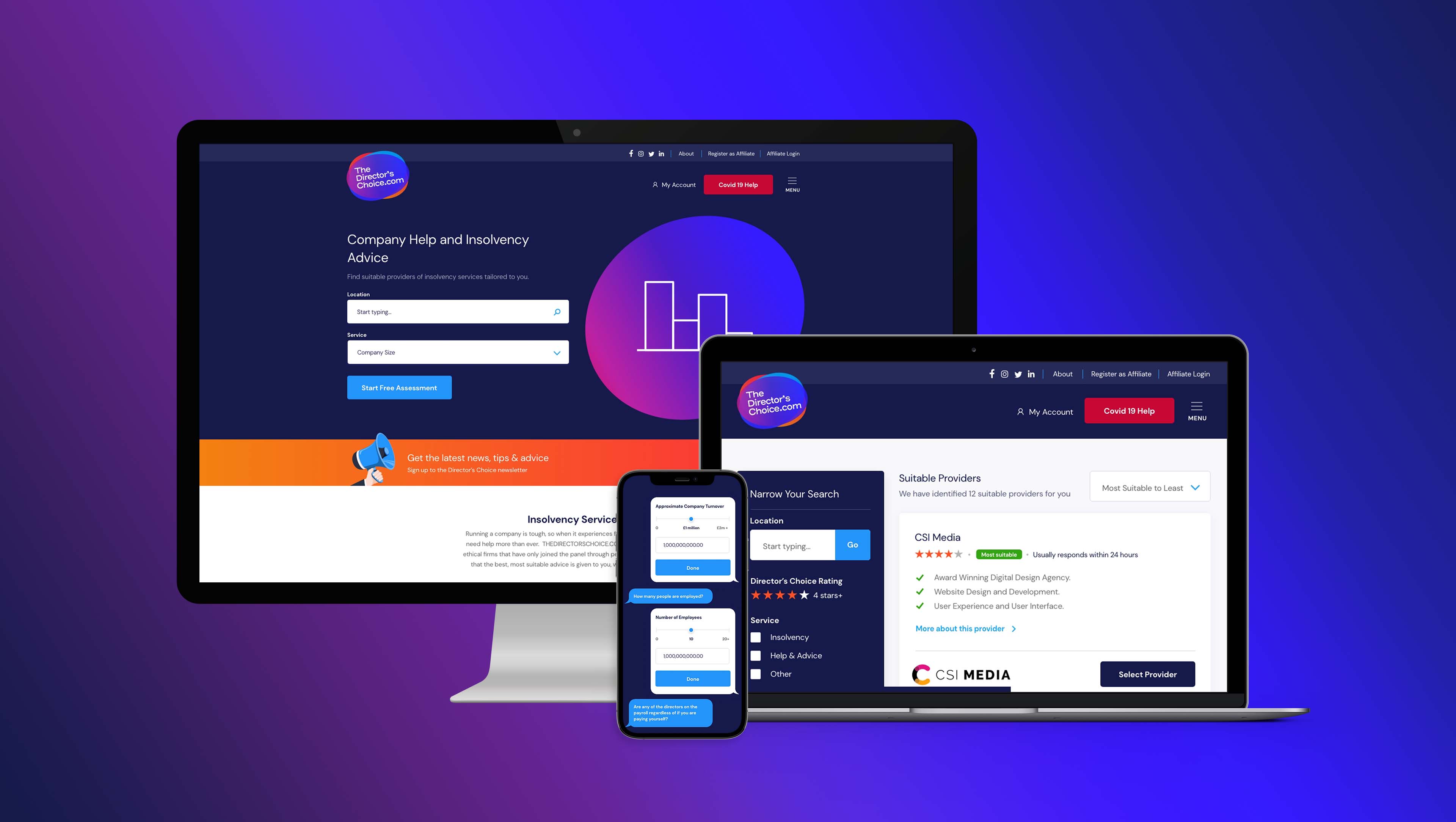 The Director's Choice Website Search Results Page