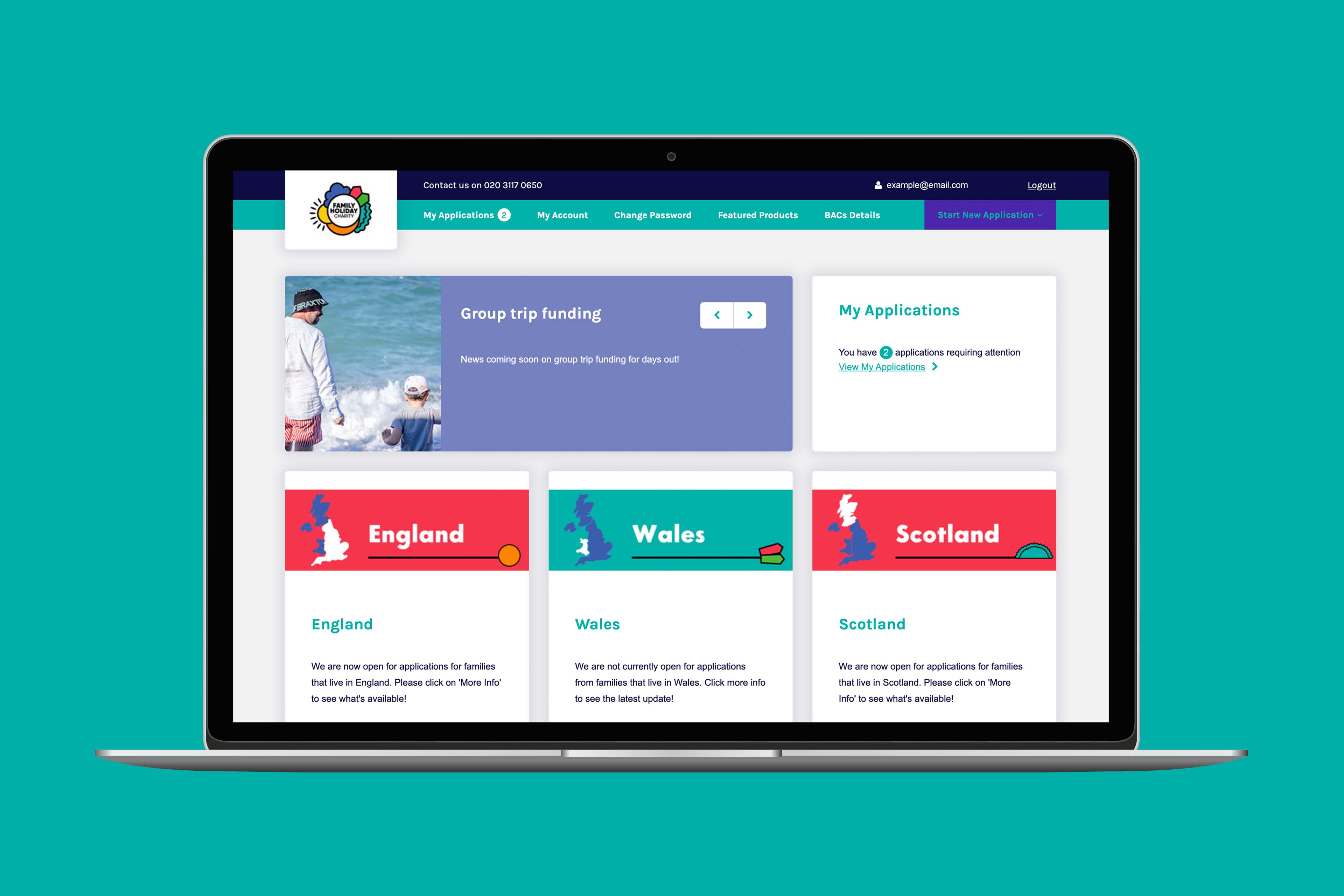 Family Holiday Charity Software System Dashboard