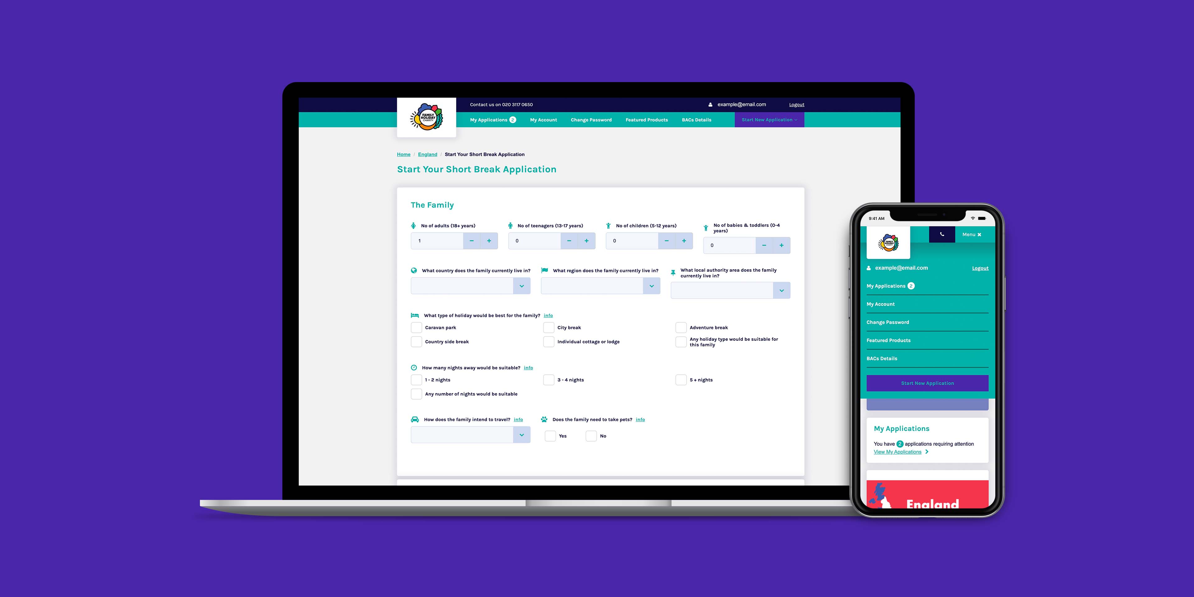 Family Holiday Charity Software Application Screens