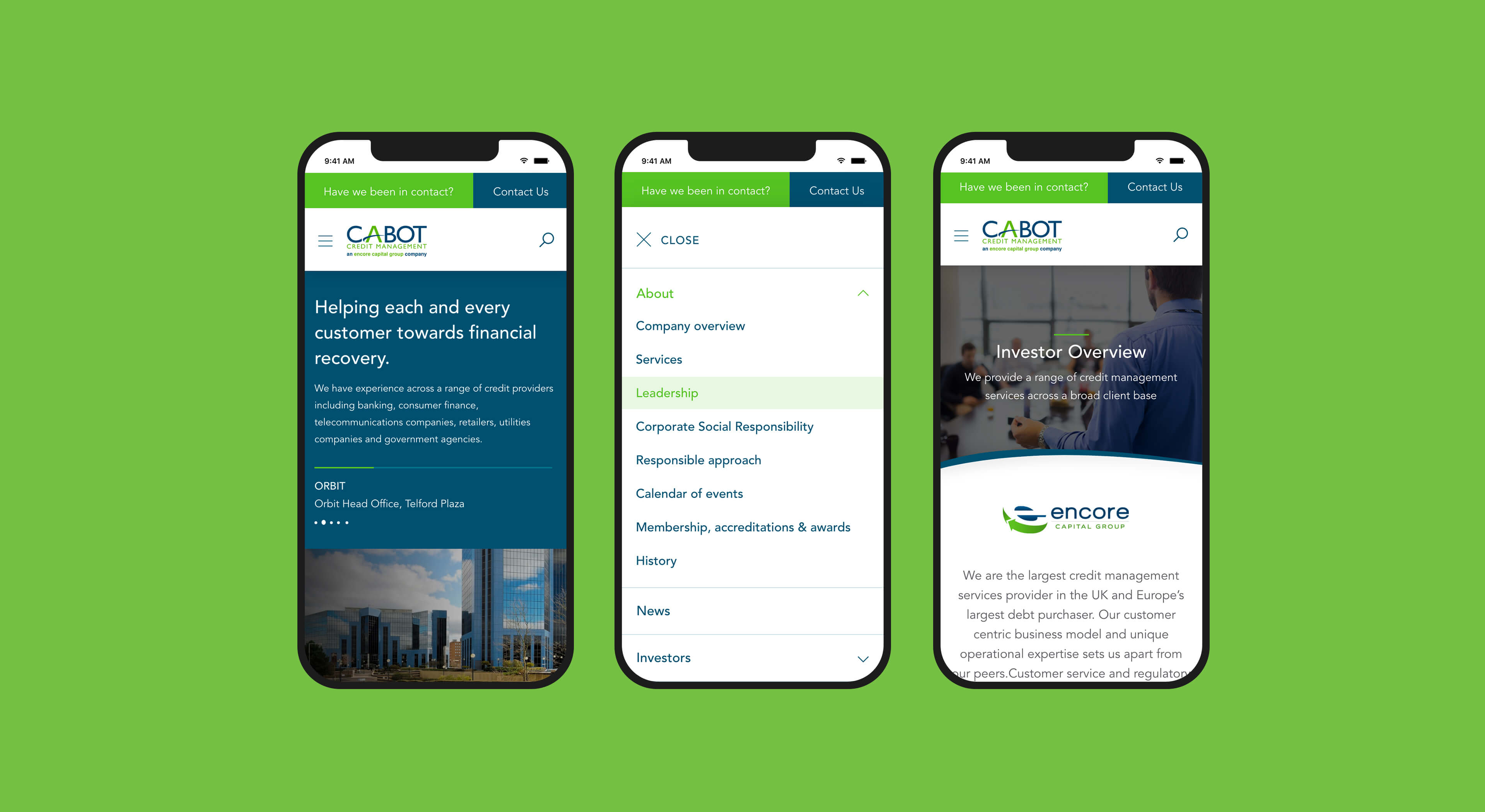 Cabot Credit Management Responsive Web Design